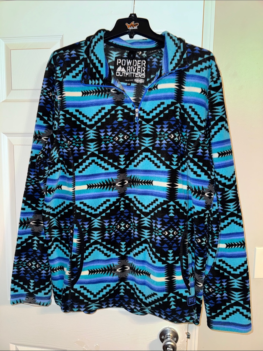 Powder River Outfitters Men’s Aztec Zip-Up Fleece Sweater - Blue/Black